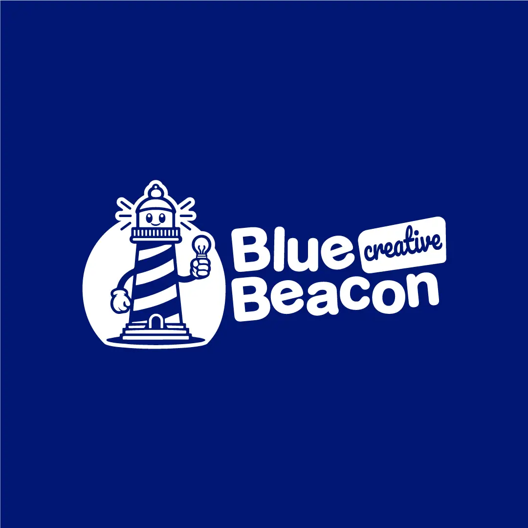 A detailed illustration of the Blue Beacon lighthouse character, emphasizing approachability and inclusivity.