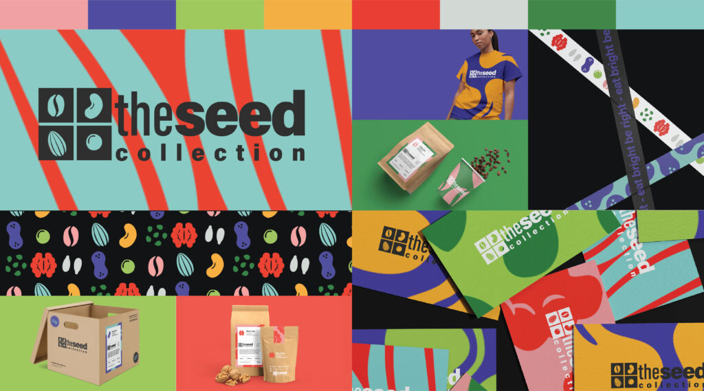 Mood board displaying colors, fonts, and textures that represent brand values