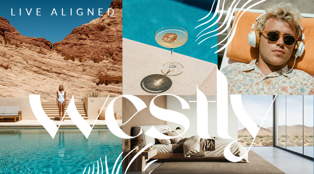 Collage of brand imagery featuring lifestyle photos, playful illustrations, and icons reflecting brand personality.